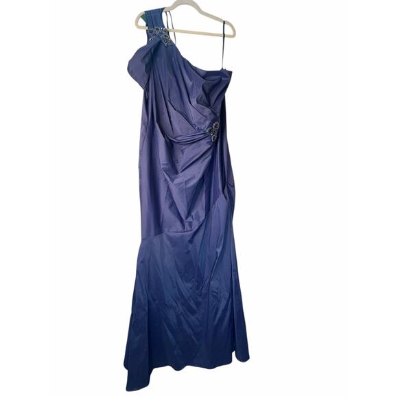 NWT David Meister Blue One Shoulder Jeweled Gown - Size 22 - Picture 4 of 16